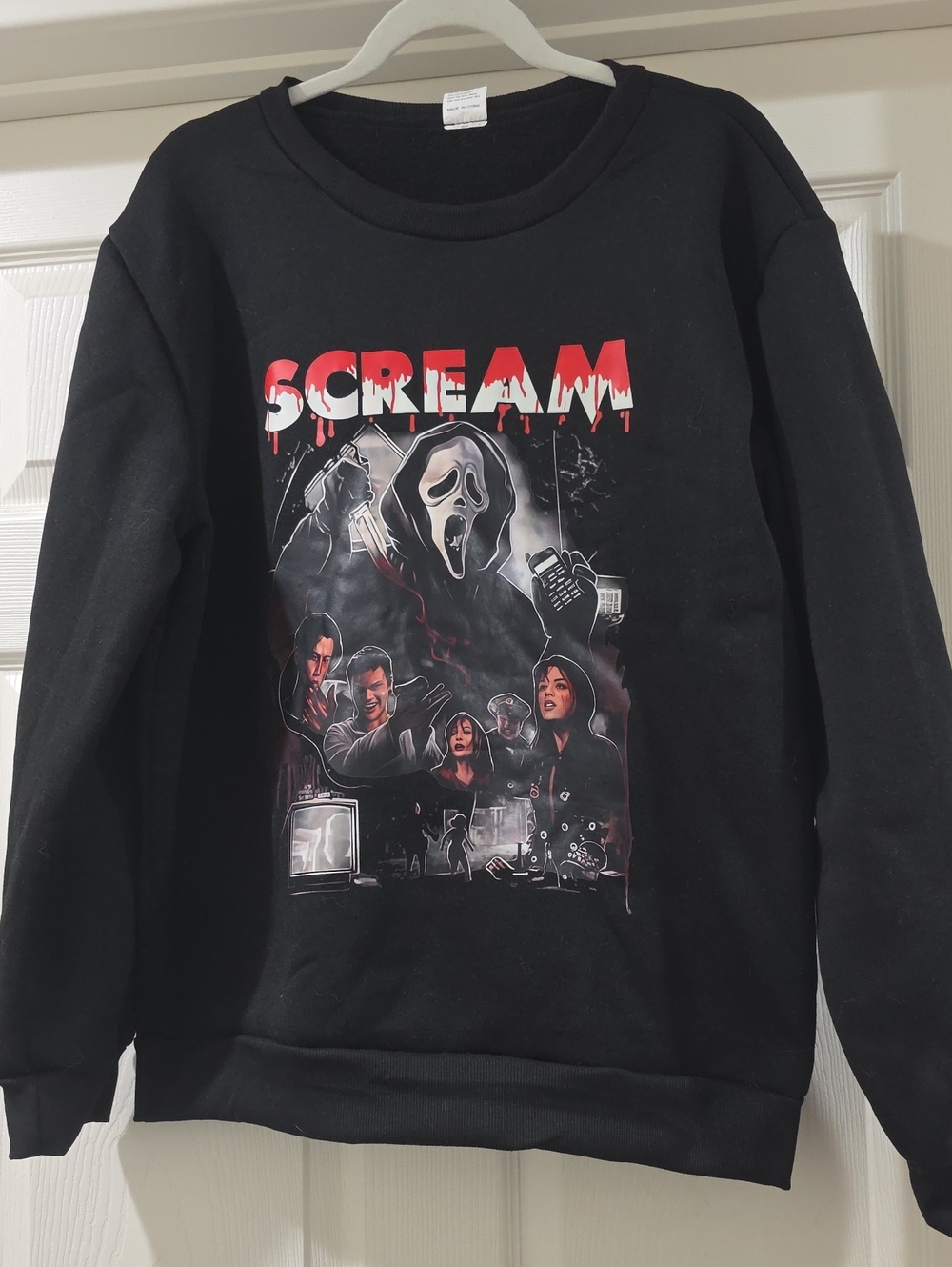 Scream Graphic Black Crewneck/Woodsburo Sweatshirt - Large
